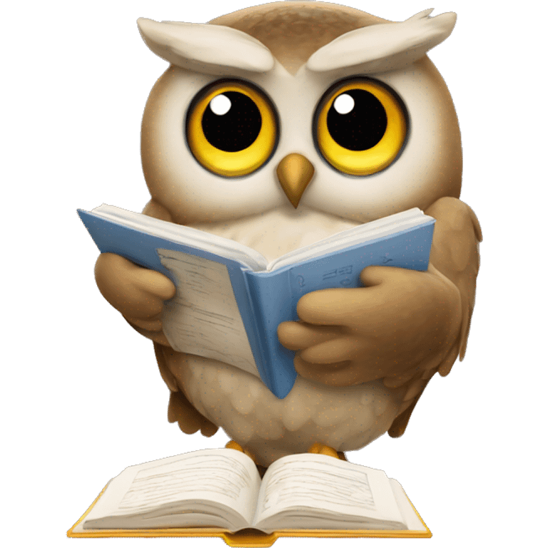 Owl reading a booking emoji