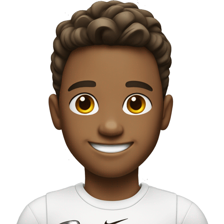 smiling boy in white Nike shirt emoji