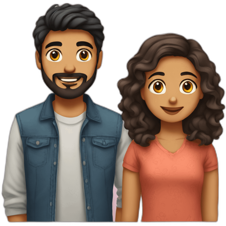 indian gujarati 21 year old brother with a beard and teenager sister with wavy hair emoji