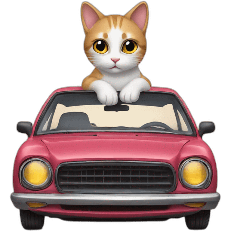 Cat on car emoji