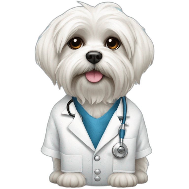 Male Maltese Shitzu in doctors outfit emoji