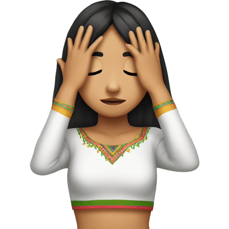 Hands covering eyes mexican girl emoji