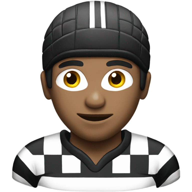 Person playing rugby in black and white stripy kit  emoji