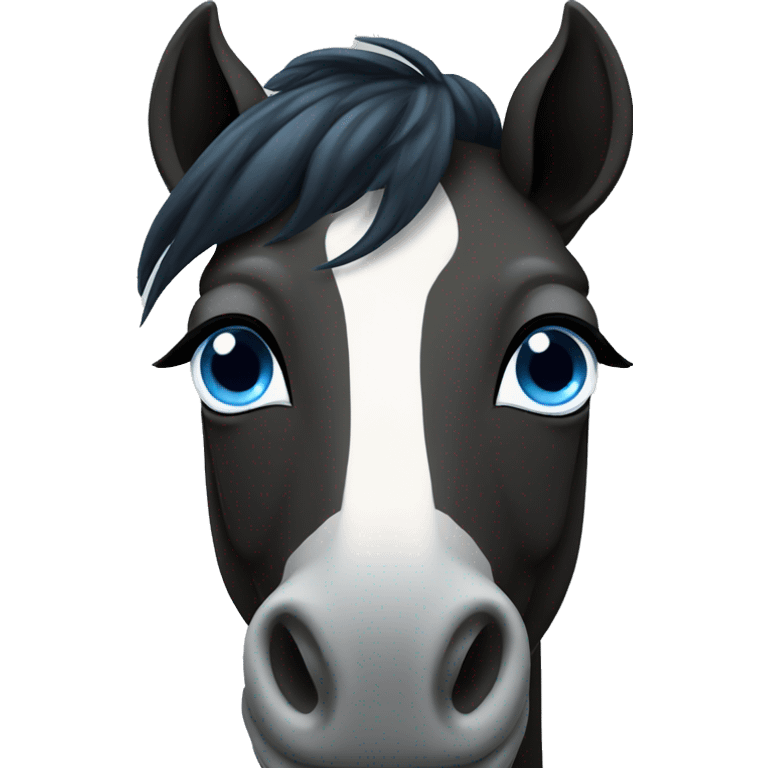 Black and white horse with blue eyes emoji