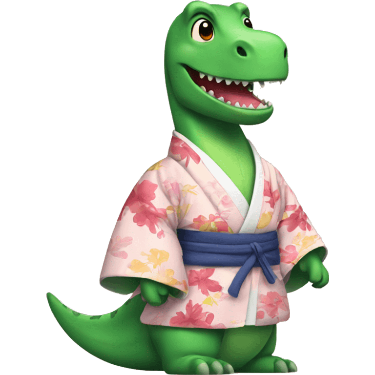 dino is wearing a kimono emoji