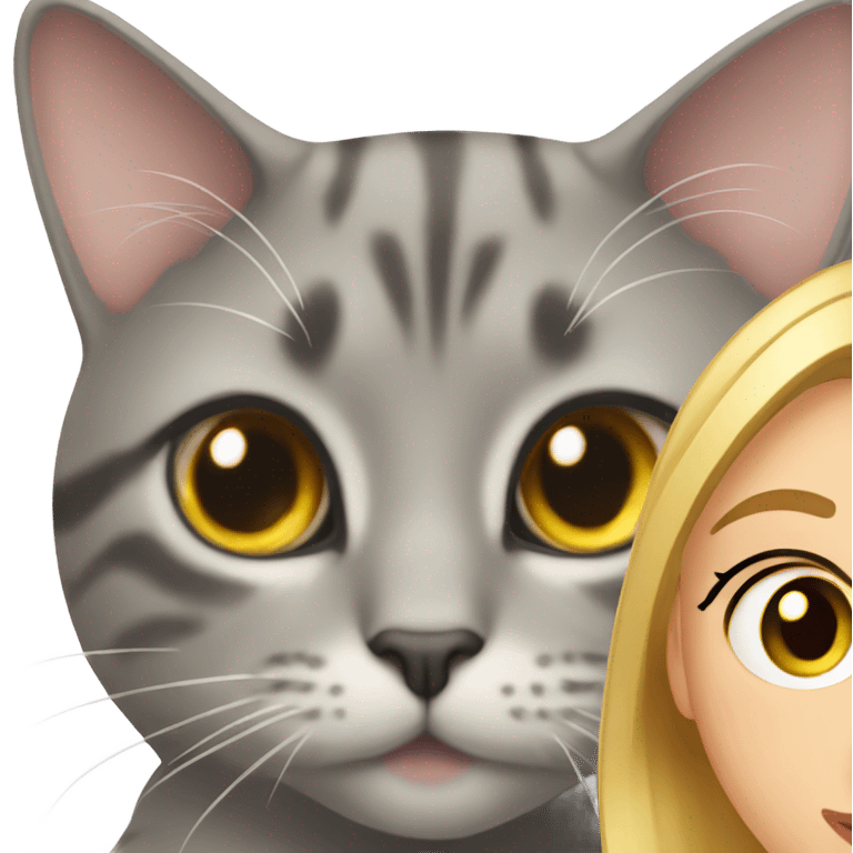 Cat with round face looking at pretty girl  emoji