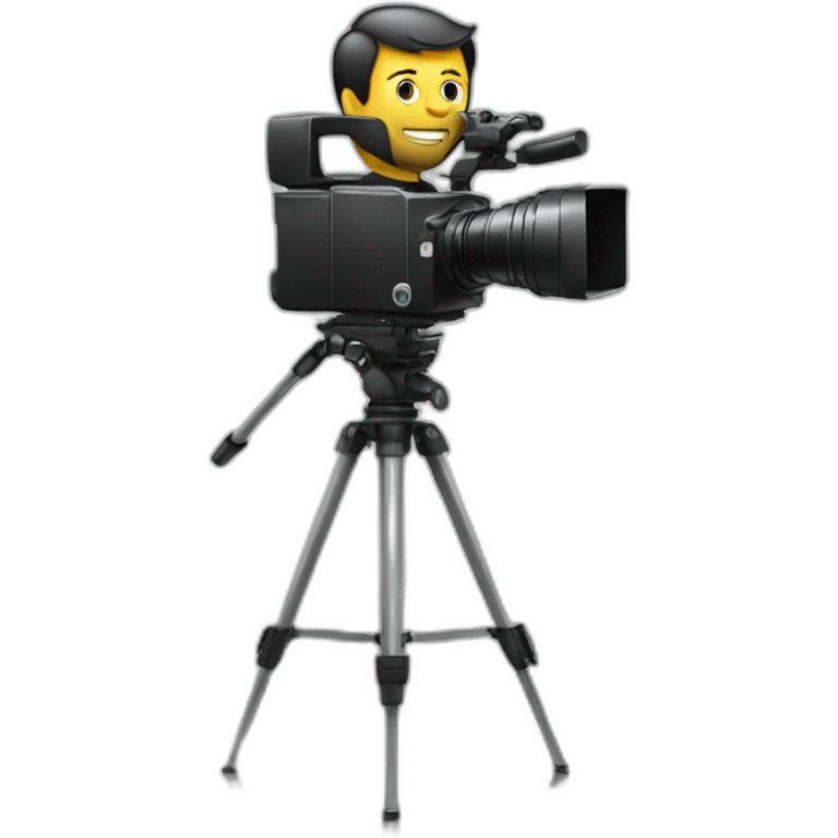 Man in suit with movie camera head emoji