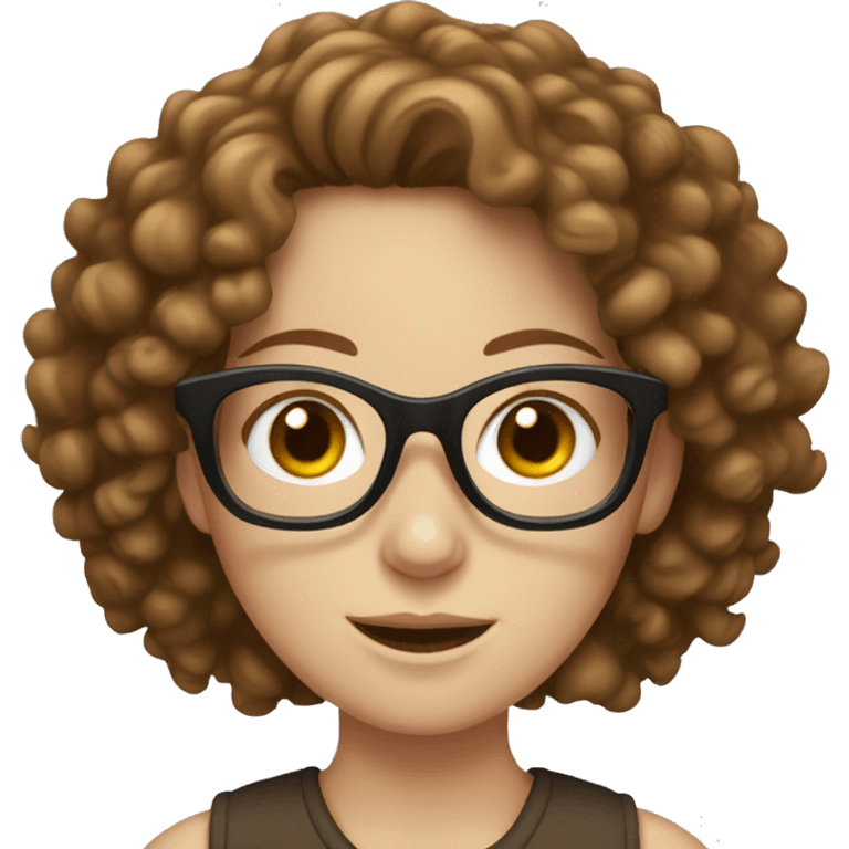 white girl with brown curly hair and glasses emoji