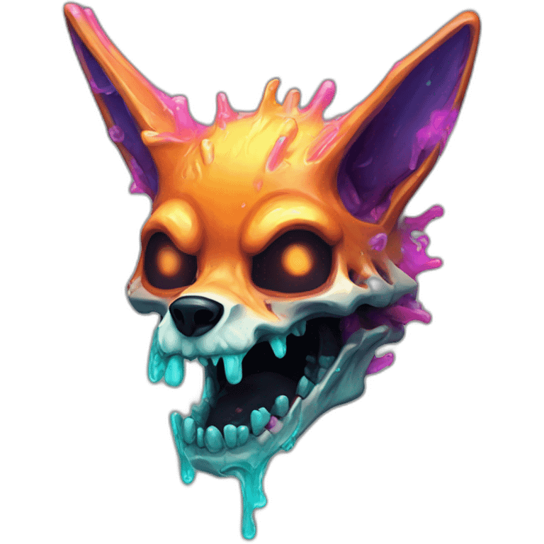 Melting Neon Zombie skeleton fox emoji