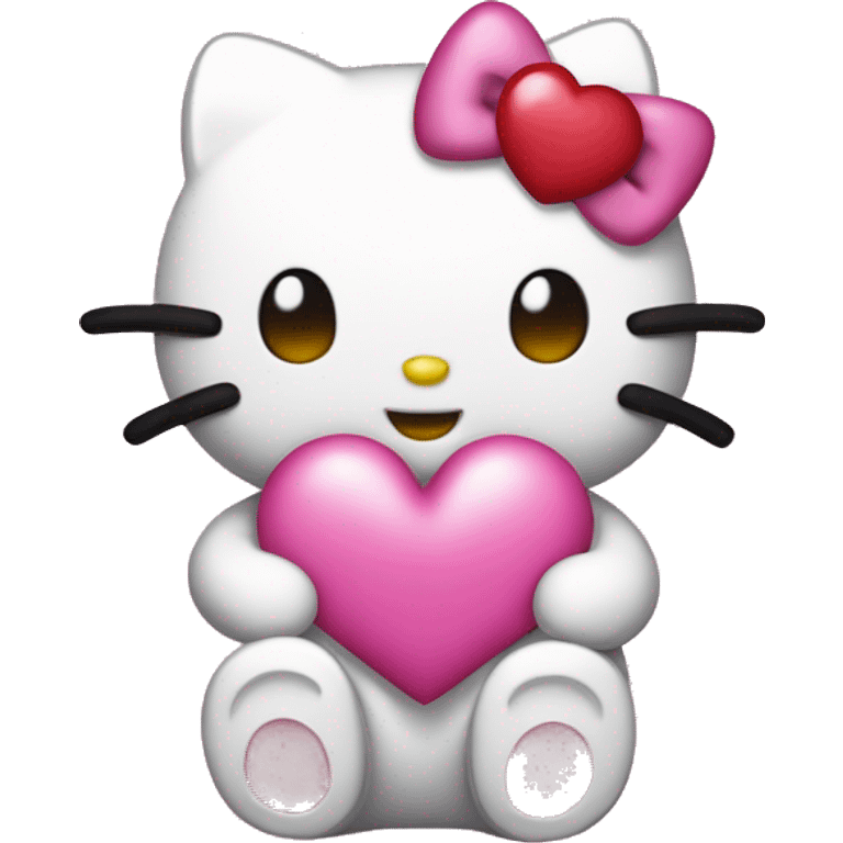 hello kitty  no mouth holding a pink heart emoji