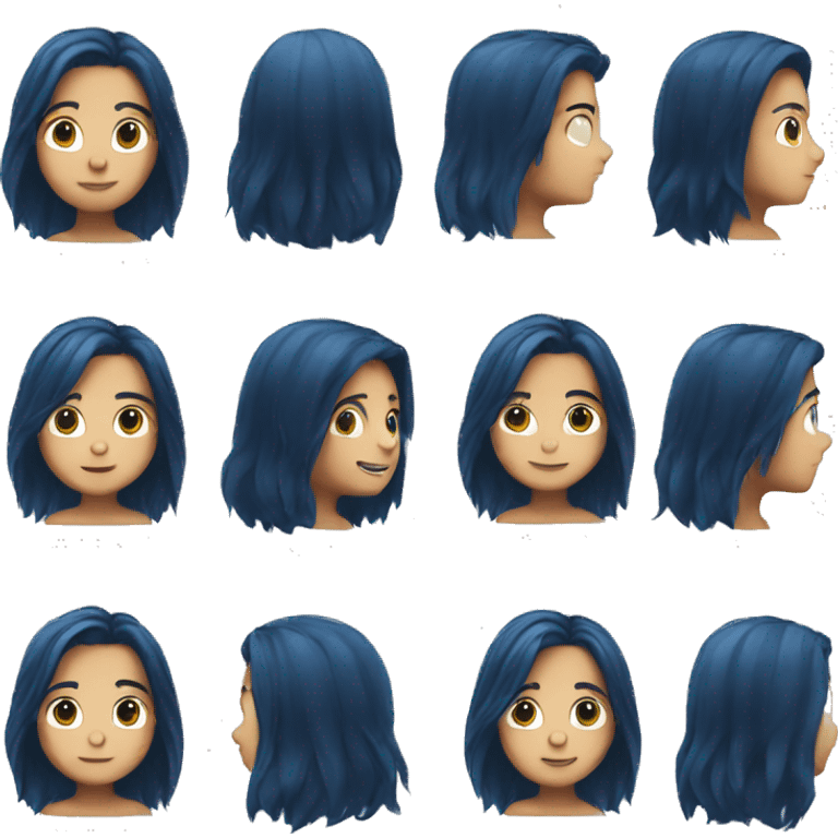 A boy with really dark blue hair and long hair emoji