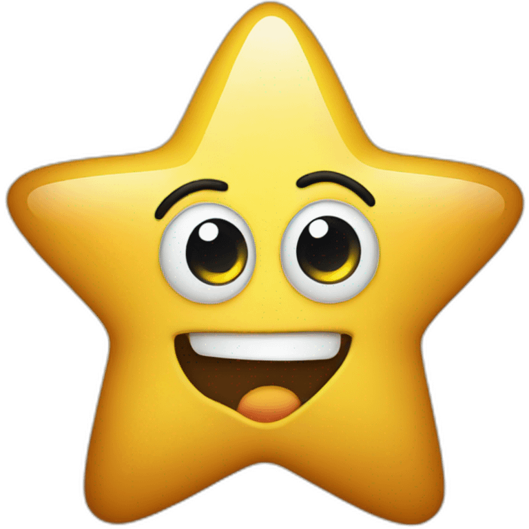 star shape happy emoji with big eyes showing thumb up emoji