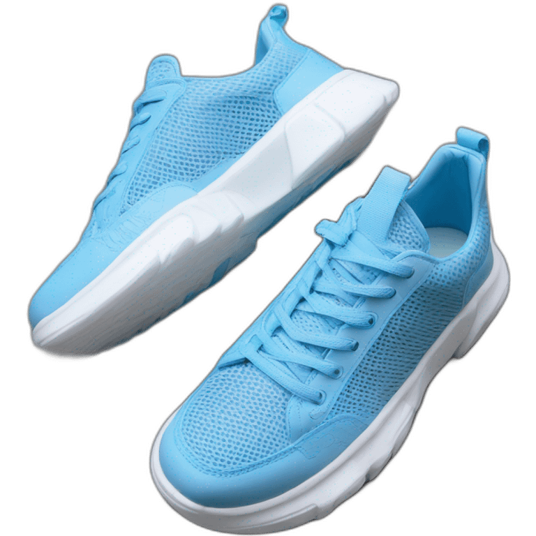 Ribber-trimmed mesh pvc sneakers blue emoji