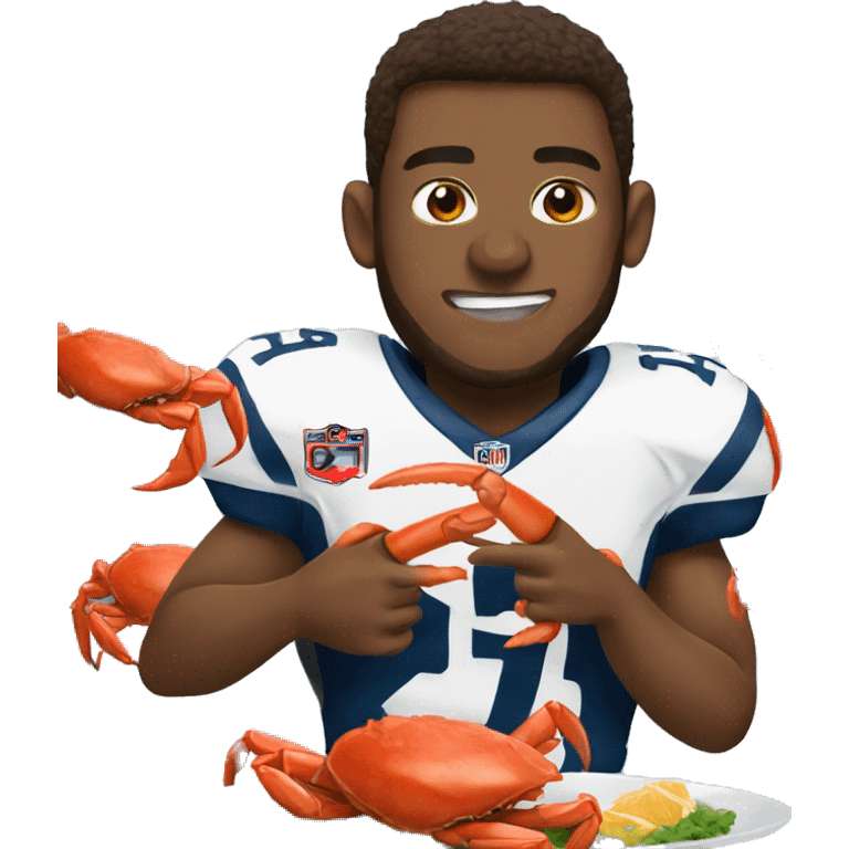 Football player eating crab legs emoji