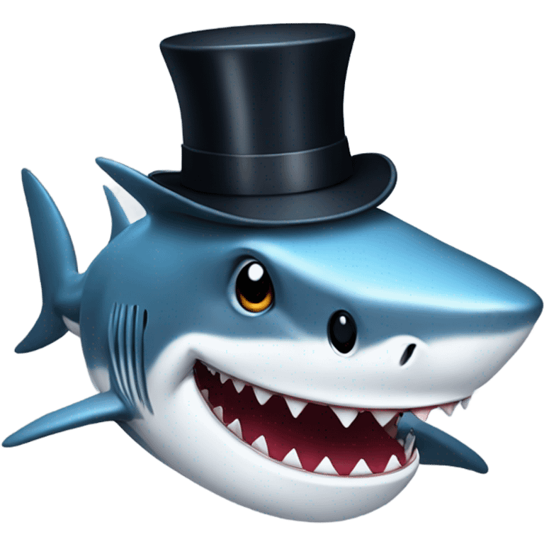 Shark with a top hat emoji