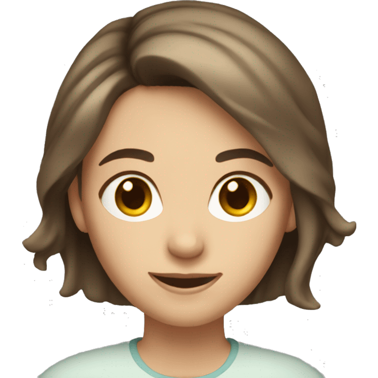 White woman with short brown hair and dark eyes. She's smiling emoji