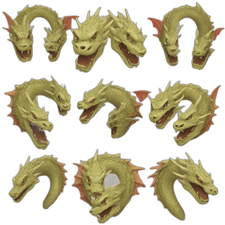 5 dragon heads emoji