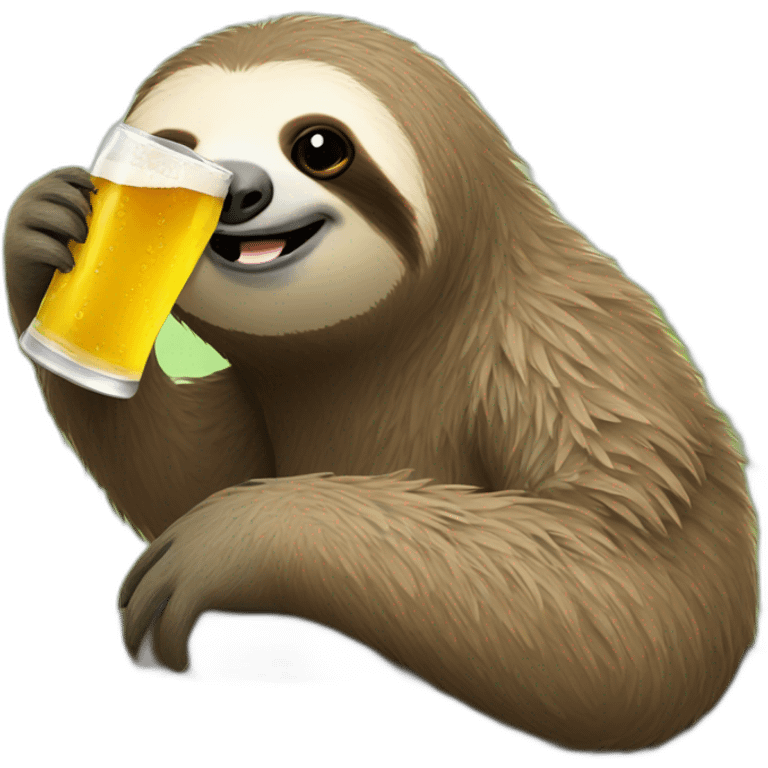 Sloth drinking beer with a caterpillar emoji