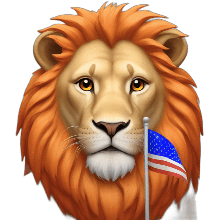 Orange lion with red white and blue flag emoji