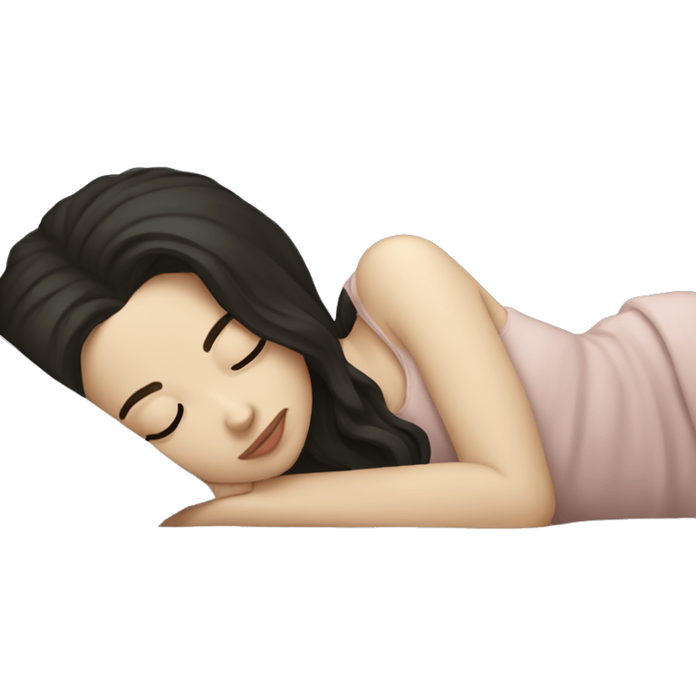 pale white girl dark hair sleeping in bed emoji