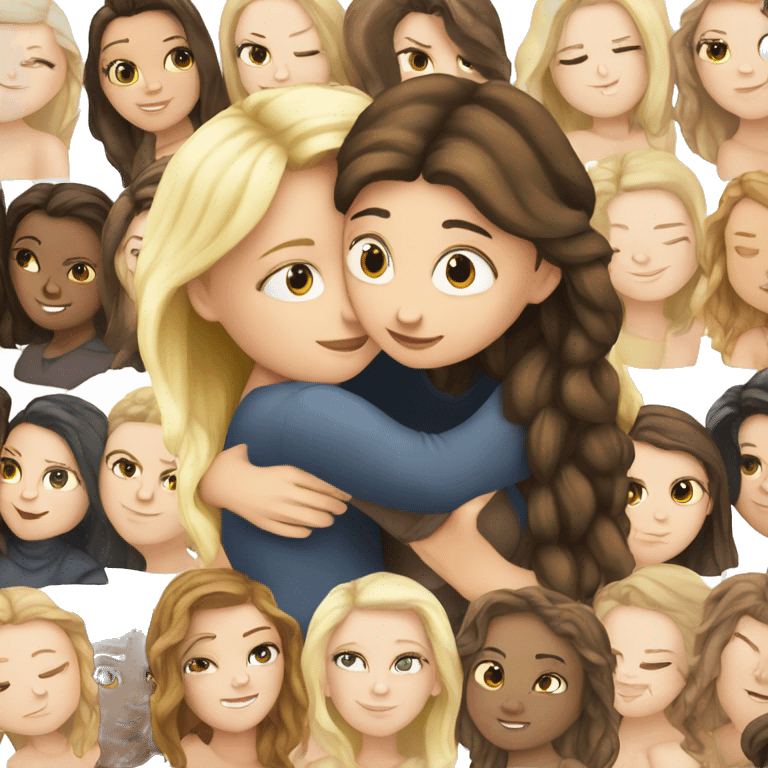 White Girl hugs white girl emoji