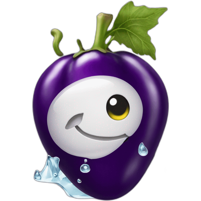 Aubergine with water coming out of it emoji