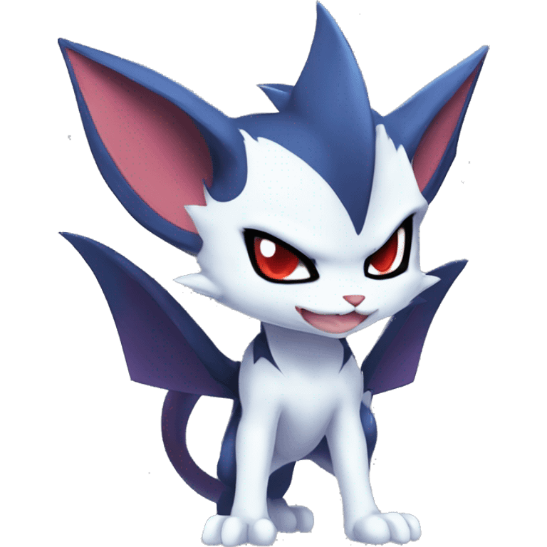 Edgy Cool Chibi Sneasel-Noivern-Absol-Pokémon-Fakémon-fusion-cat Full Body emoji