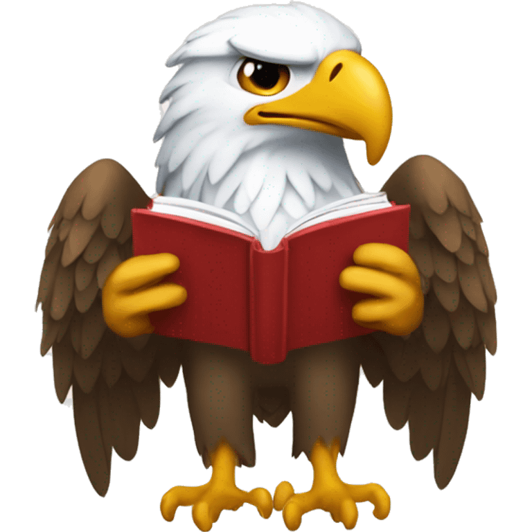 Eagle in student cap with a Stack of white and red books emoji