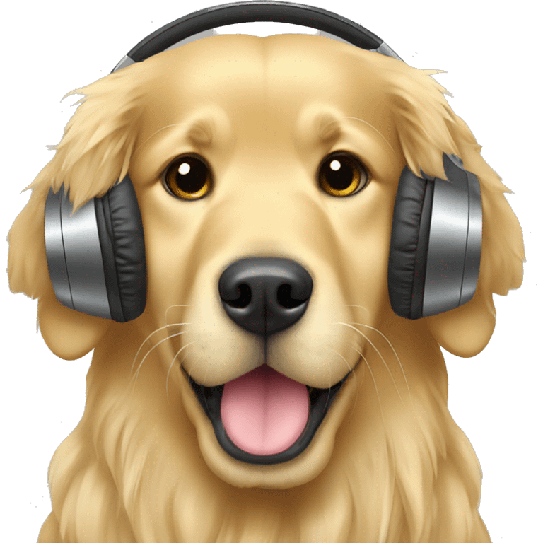 Golden retriever headphones  emoji