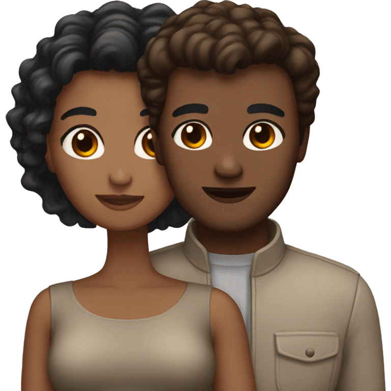 Couple with brown and black hair  emoji