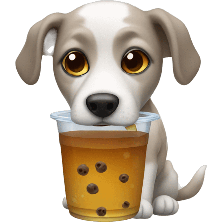 A dog drinking boba  emoji