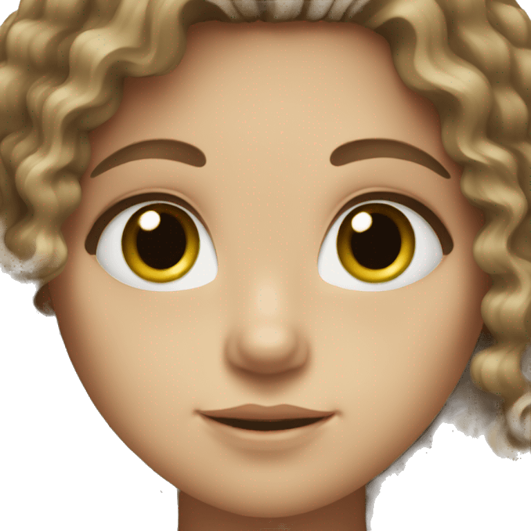 Girl with pale skin, curly brown hair, and green eyes. emoji