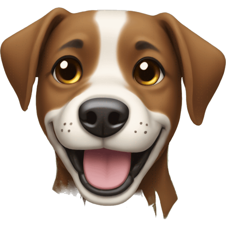 brown eyed dog in grass smiling emoji