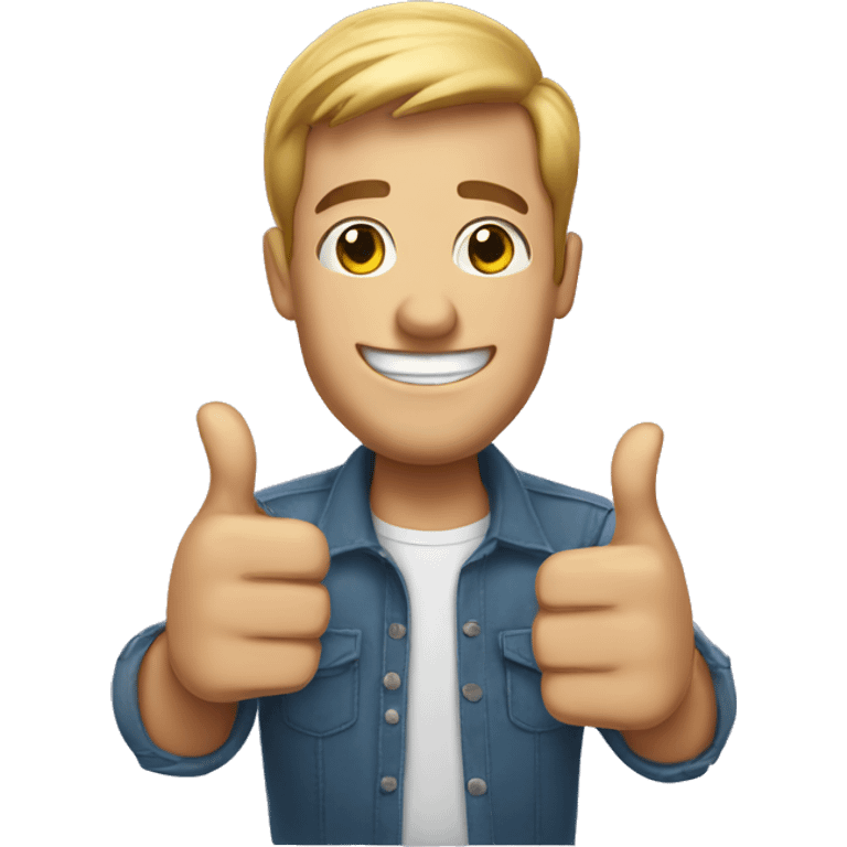 Smiling American Man shows thumbs up emoji