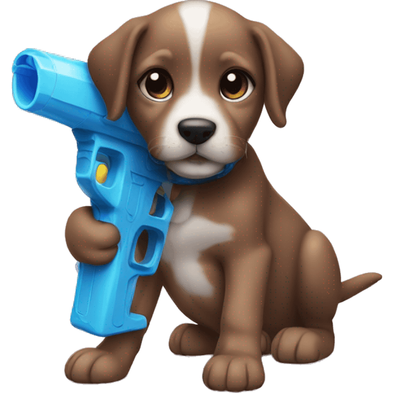 Puppy with water gun emoji