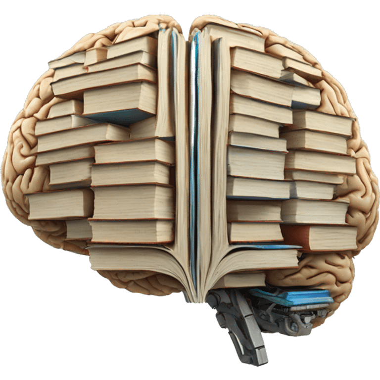 robotic brain made of books emoji