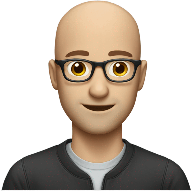 A young man with baldness, a short beard and glasses emoji