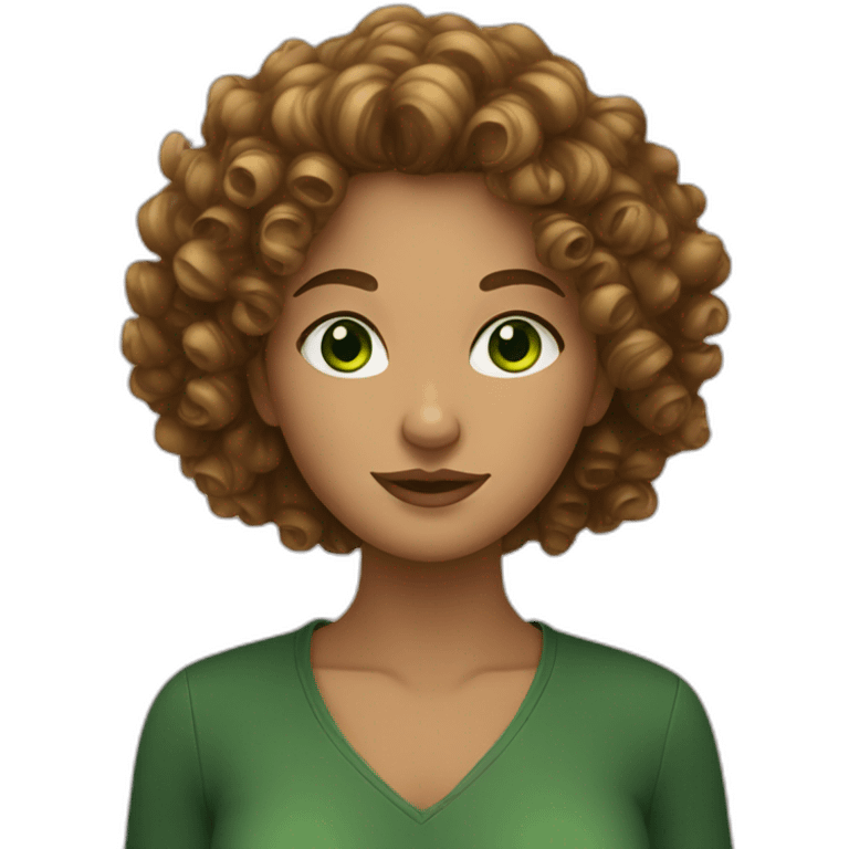 curly woman with green eyes emoji