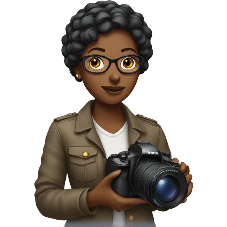 black woman news photographer emoji