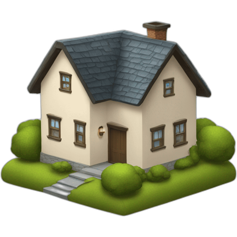 A small house with a large man emoji