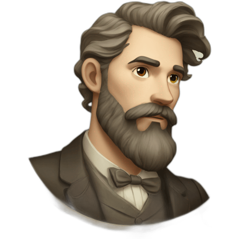 handsom bearded man art nouveau emoji