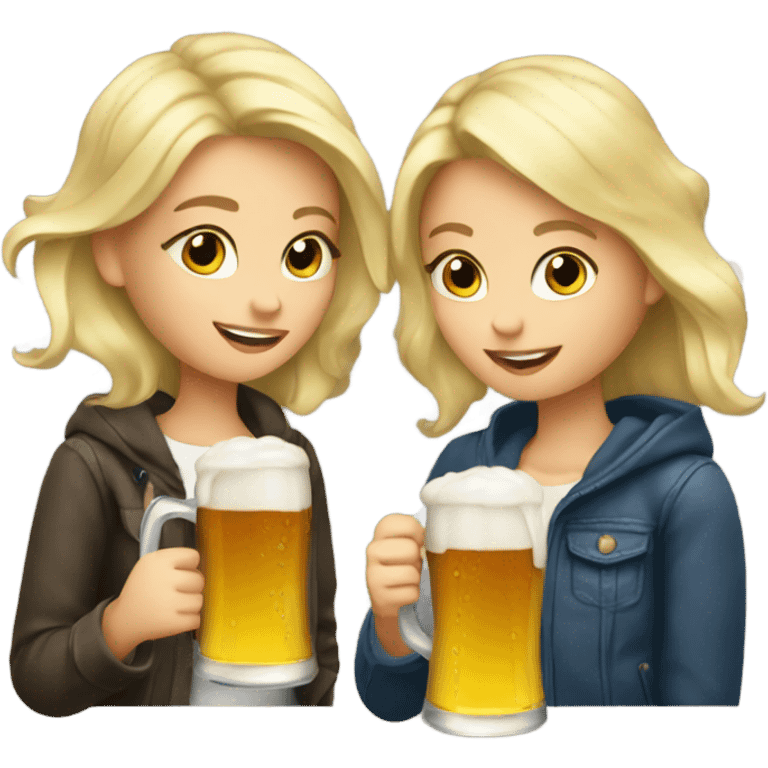 To blonde girls drinking beer  emoji