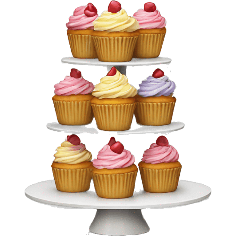 Realistic cupcake stand isolated  emoji