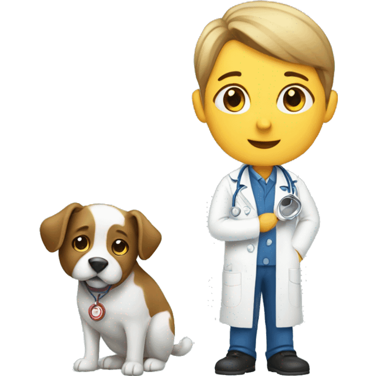 Veterinarian examining pet emoji