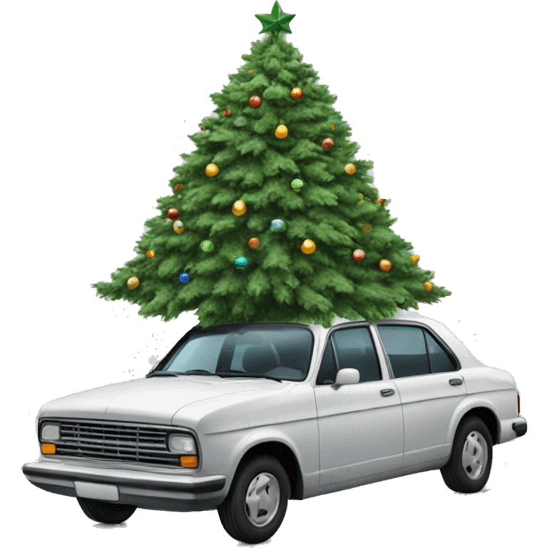 Christmas tree standing on a car emoji