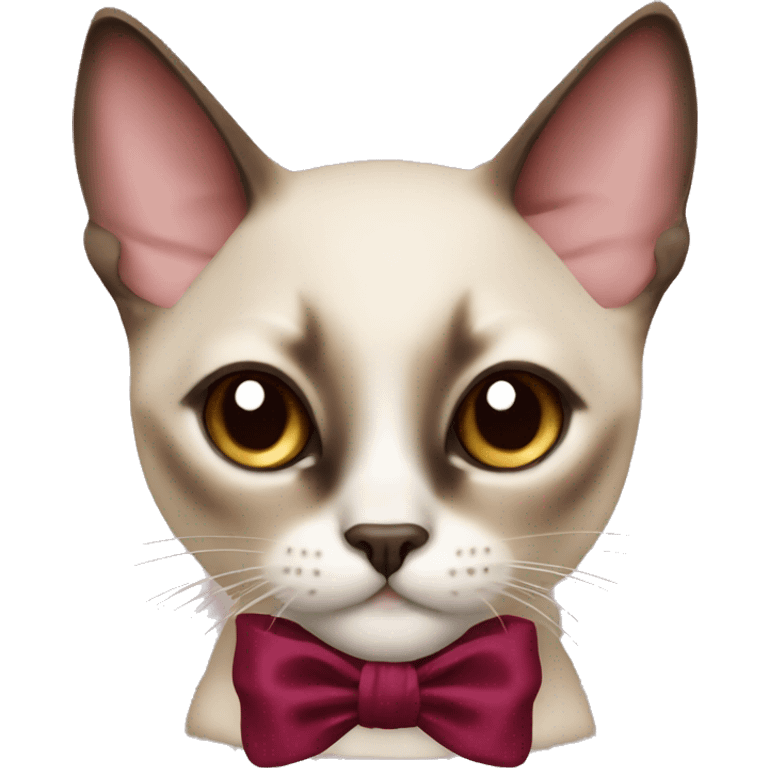 Siamese cat with Burgundy bow emoji