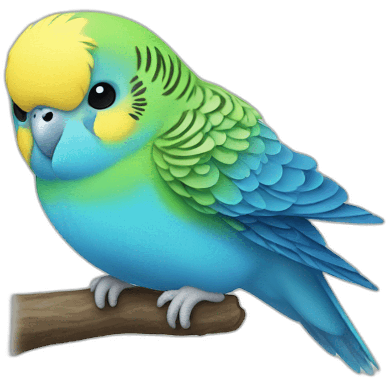 Blue budgie with yellow head emoji