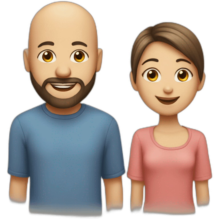 Happy-secret-couple-bald-guy-with-beard-with-boy-haircut-girl emoji