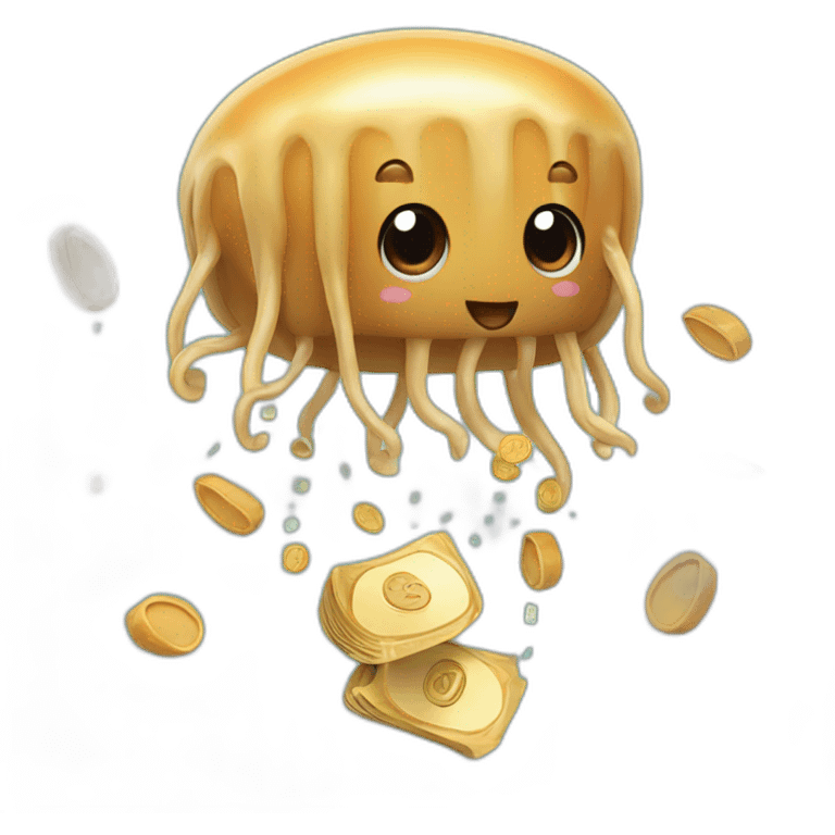 Adorable peanut butter jellyfish throwing money emoji