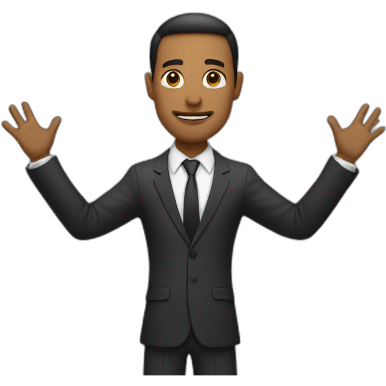 man in suit holding out his arms emoji